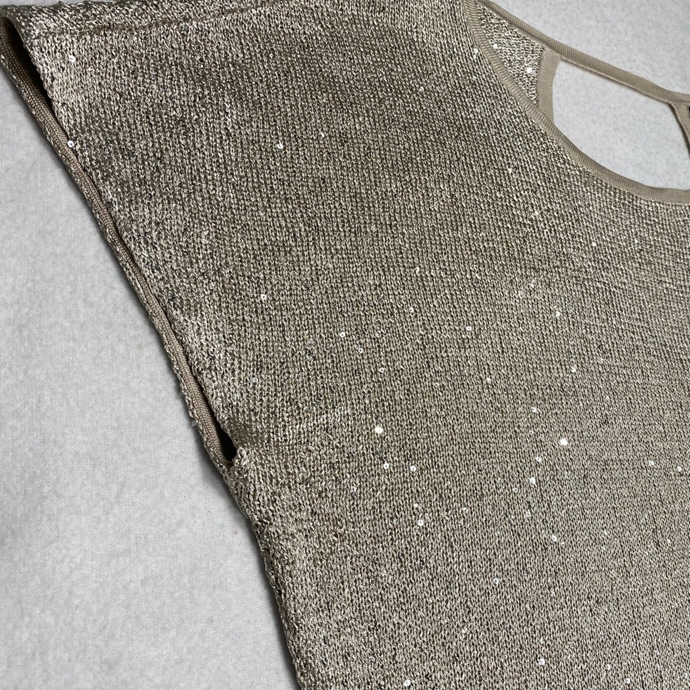 INC International Concepts Beige Sequined Open Back Top Size L #1410 - Picture 5 of 11